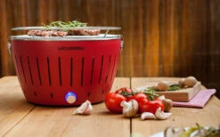 LotusGrill S, Parrilla De Carbón/mesa Con Bolsa De Transporte, Color Púrpura Ciruela