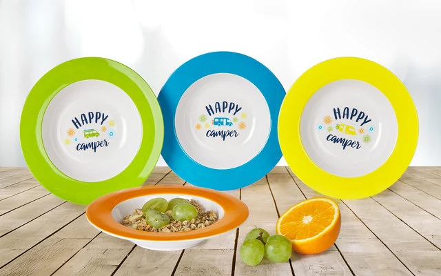 Juego De Platos Hondos De Melamina Berger Happy Camper 4pcs. 3 Juego De Platos Hondos De Melamina Berger Happy Camper 4pcs.