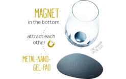 Juego De Posavasos Magnéticos De Silwy Con Revestimiento De Cuero 2 Pcs. Azul -Cocina Suministros Tienda 336509 2543944