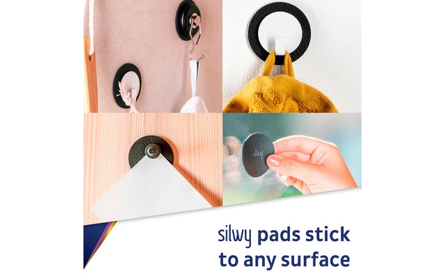 Silwy Clever Gancho Magnético Incl. Metal Nano Gel Pad 5 Cm 2 Pcs. Negro 6 Silwy Clever Gancho Magnético Incl. Metal Nano Gel Pad 5 Cm 2 Pcs. Negro - Imagen 4
