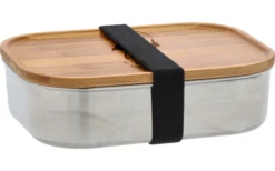 Tarro De Acero Inoxidable Berger Con Tapa De Bambú Y Banda De Goma 800 Ml